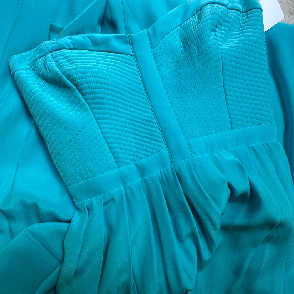 NWT Beautiful Strapless Teal Pleated Bustier Dress